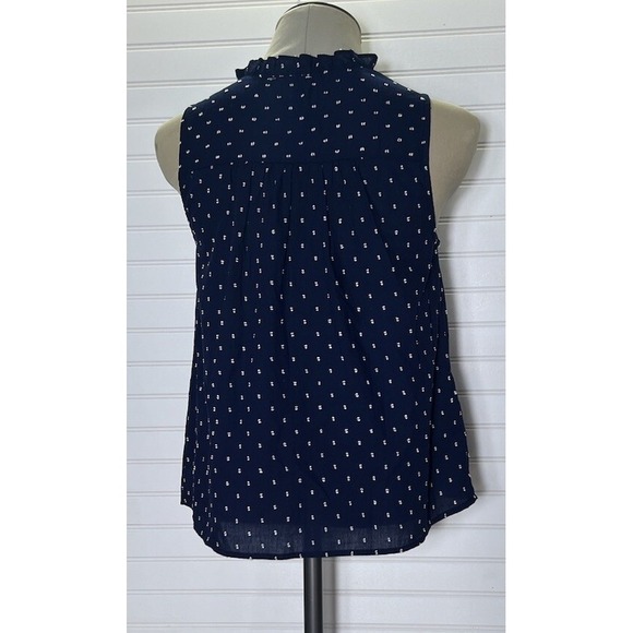 Mine Women's Small Sleeveless Navy Blue Top White Embroidery Aztec Western Boho - Picture 2 of 8